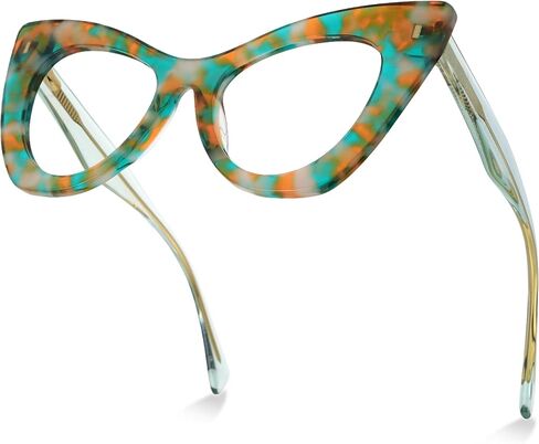 Zeelool Cat Eye Frame Glasses for Women, Acetate Stylish Eyeglasses Frame with Non-prescription Clear Lenses ZJGA354576 in Kuwait