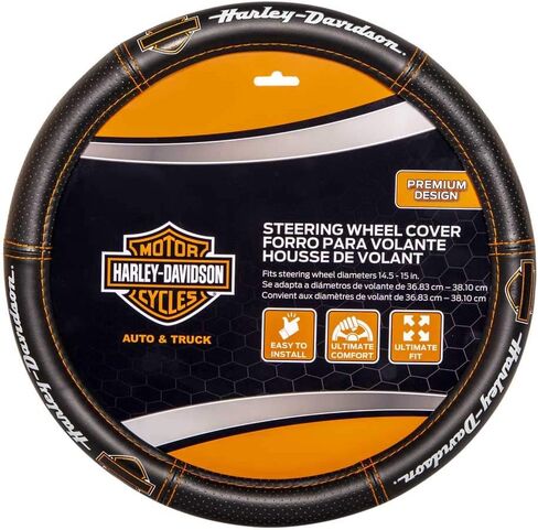 Harley-Davidson Deluxe B&S Wheel Wheel Cover مع غرز التباين ، الأسود in Kuwait