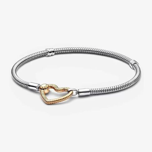 Pandora Moments Heart Closure Snake Stain Bracelet - سحر لحظات متوافقة - هدية لها - تسلق الفضة الاسترليني مع الزركونيا المكعبة - مع صندوق هدايا in Kuwait