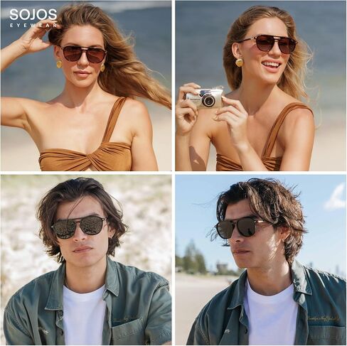 SOJOS Retro Polarized Aviator Sunglasses for Women Men,Trendy Square Shades UV400 Protection SJ2605 in Saudi Arabia