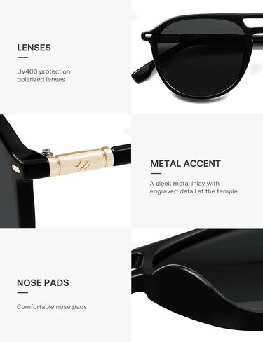 SOJOS Retro Polarized Aviator Sunglasses for Women Men,Trendy Square Shades UV400 Protection SJ2605 in Saudi Arabia
