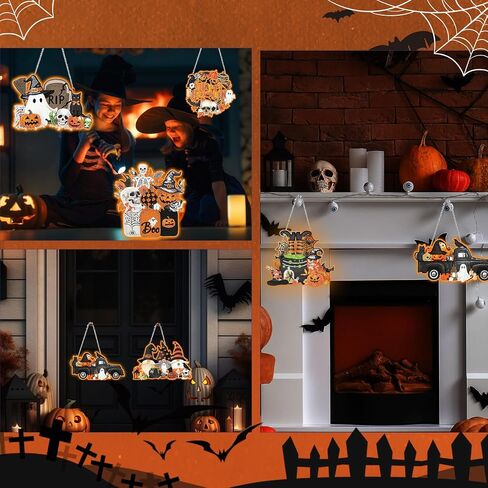 Chiisong 6 Pcs Halloween Diamond Painting Glow in The Dark Diamond Art Painting Kits Pumpkin Gnome Spooky Shaped Diamond Paintings Hanging Ornaments for DIY Halloween Holiday Party Decoration Gift in Saudi Arabia
