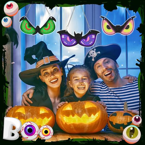 Chiisong 6 Pcs Halloween Diamond Painting Glow in The Dark Diamond Art Painting Kits Pumpkin Gnome Spooky Shaped Diamond Paintings Hanging Ornaments for DIY Halloween Holiday Party Decoration Gift in Saudi Arabia