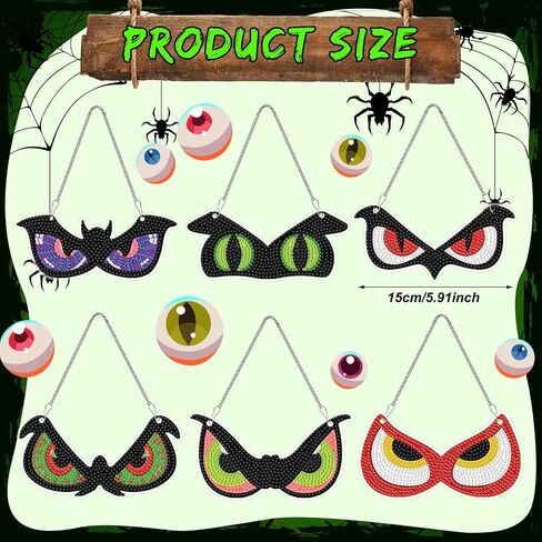 Chiisong 6 Pcs Halloween Diamond Painting Glow in The Dark Diamond Art Painting Kits Pumpkin Gnome Spooky Shaped Diamond Paintings Hanging Ornaments for DIY Halloween Holiday Party Decoration Gift in Saudi Arabia