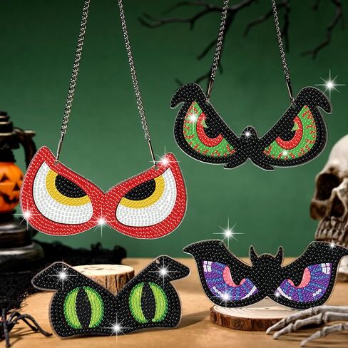 Chiisong 6 Pcs Halloween Diamond Painting Glow in The Dark Diamond Art Painting Kits Pumpkin Gnome Spooky Shaped Diamond Paintings Hanging Ornaments for DIY Halloween Holiday Party Decoration Gift in Saudi Arabia