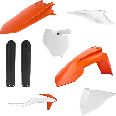 Polisport Motocross (MX) Replica Plastic Kit for KTM XC/XC-F (2019-22) Dirt Bike – OEM Quality, Durable, Flexible & Perfect Fit – Orange/White/Black in Saudi Arabia