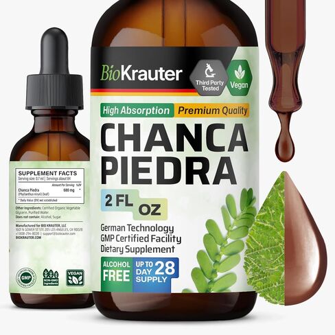 Chanca Piedra Tincture - Natural Kidney Health Support Liquid - Chanca Piedra Stone Breaker & Gallbladder Cleanse Formula - Vegan, Alcohol & Sugar Free Drops - 4 oz in Saudi Arabia