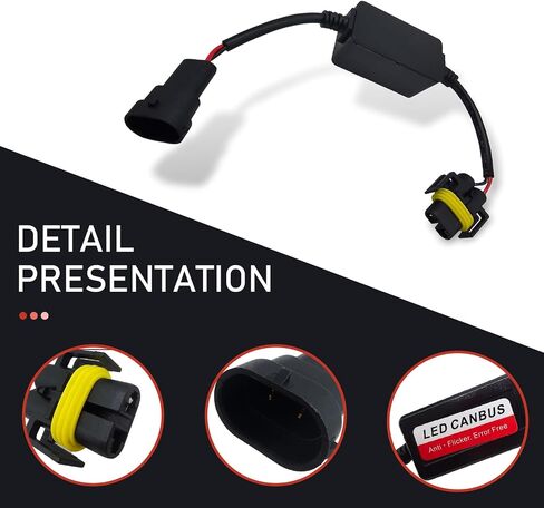 Downhill 2 PCS Car H11/H8/H9 Decoders LED LID ، ومضادات الأسلاك مضادة للأسلاك ، رمز الخطأ ، وحدة فك ترميز المقاوم خالية من الأخطاء ، لمحولات LED H11/H8/H9 (أسود) in Saudi Arabia