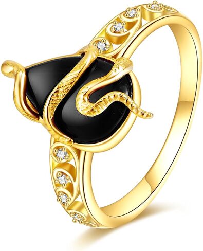 KECHO 14k Real Gold Black Onyx Ring Solid Yellow Gold Ring Jewelry Gifts for Women in Saudi Arabia
