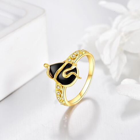 KECHO 14k Real Gold Black Onyx Ring Solid Yellow Gold Ring Jewelry Gifts for Women in Saudi Arabia