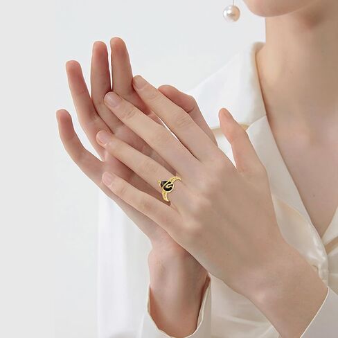 KECHO 14k Real Gold Black Onyx Ring Solid Yellow Gold Ring Jewelry Gifts for Women in Saudi Arabia