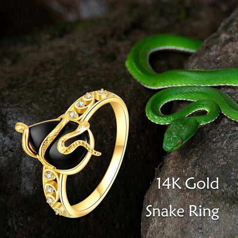 KECHO 14k Real Gold Black Onyx Ring Solid Yellow Gold Ring Jewelry Gifts for Women in Saudi Arabia