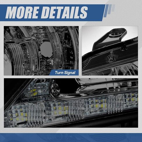 Auto Dynasty LED DRL Headlights Assembly Compatible with 2013 2014 2015 Lexus ES300H ES350, Pair of Halogen Headlamps Replacement w/LED Lighting Strip, Projector Low Beam, Black Housing Clear Corner in Saudi Arabia
