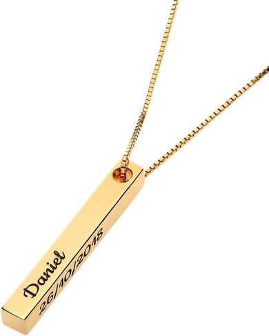 Oak&Luna - Personalized Pillar Bar Necklace with Diamond Options - Custom Inscription Engraved Pendant - Up to 4 Names - Jewelry Gift for Women, Her, Mother For Mother's Day, Christmas in Saudi Arabia