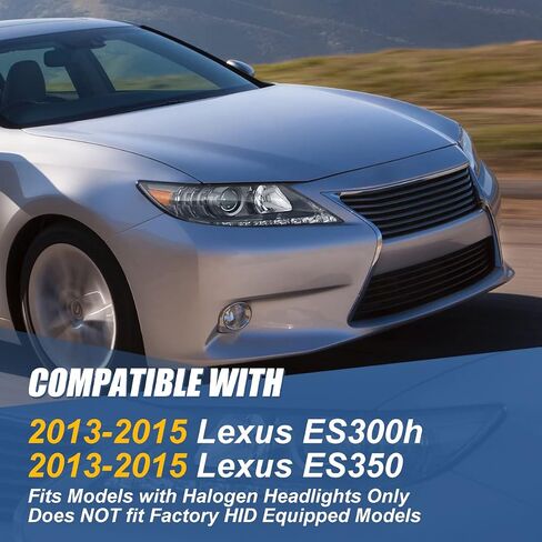سلالة السيارات LED DRL DRL Assembly المتوافقة مع 2013 2014 2015 لكزس ES300H ES350 ، زوج من المصابيح الأمامية الهالوجين الاستبدال مع شريط الإضاءة LED ، شعاع منخفضة ، الإسكان السوداء الزاوية in Saudi Arabia