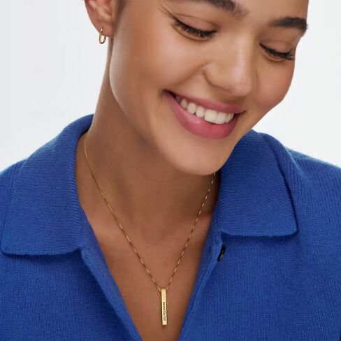 Oak&Luna - Personalized Pillar Bar Necklace with Diamond Options - Custom Inscription Engraved Pendant - Up to 4 Names - Jewelry Gift for Women, Her, Mother For Mother's Day, Christmas in Saudi Arabia