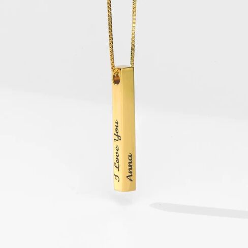 Oak&Luna - Personalized Pillar Bar Necklace with Diamond Options - Custom Inscription Engraved Pendant - Up to 4 Names - Jewelry Gift for Women, Her, Mother For Mother's Day, Christmas in Saudi Arabia
