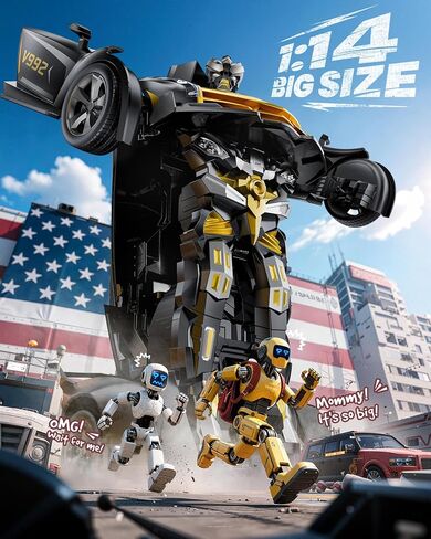 V992 Transform Remote Control Car,Transform Robot RC Cars,1:14 Scale,2-in-1 Robot Toy Car with Sound & Light Effects,Gesture Sensing,Automatic Deformation,Birthday Gift Toys for Boys and Girls in Saudi Arabia