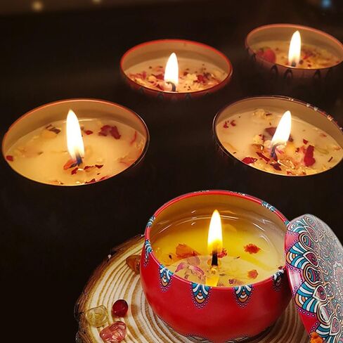 4PACK AROMATHERAPY هدية شمعة معطرة على شمع الصويا الطبيعي المصنوع يدويًا | الإجهاد تخفيف أمي سبا يوجا الصفحة الرئيسية | رائحة - مون باريس ، لافندر ، ياسمين ، روبروز (الأزهار الطازجة) in Kuwait