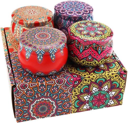 4PACK AROMATHERAPY هدية شمعة معطرة على شمع الصويا الطبيعي المصنوع يدويًا | الإجهاد تخفيف أمي سبا يوجا الصفحة الرئيسية | رائحة - مون باريس ، لافندر ، ياسمين ، روبروز (الأزهار الطازجة) in Kuwait