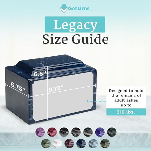 GetUrns Cultured Marble Urn Vault by Mackenzie with Personalized Picture and Text for Human Ashes I Navy Adult Urns for Male and Female I 210lbs in Saudi Arabia