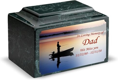 GetUrns Cultured Marble Urn Vault by Mackenzie with Personalized Picture and Text for Human Ashes I Navy Adult Urns for Male and Female I 210lbs in Saudi Arabia