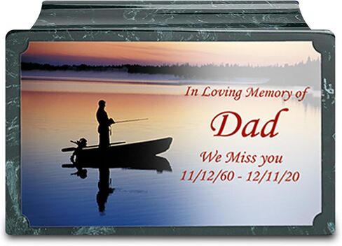 GetUrns Cultured Marble Urn Vault by Mackenzie with Personalized Picture and Text for Human Ashes I Navy Adult Urns for Male and Female I 210lbs in Saudi Arabia