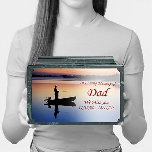 GetUrns Cultured Marble Urn Vault by Mackenzie with Personalized Picture and Text for Human Ashes I Navy Adult Urns for Male and Female I 210lbs in Saudi Arabia