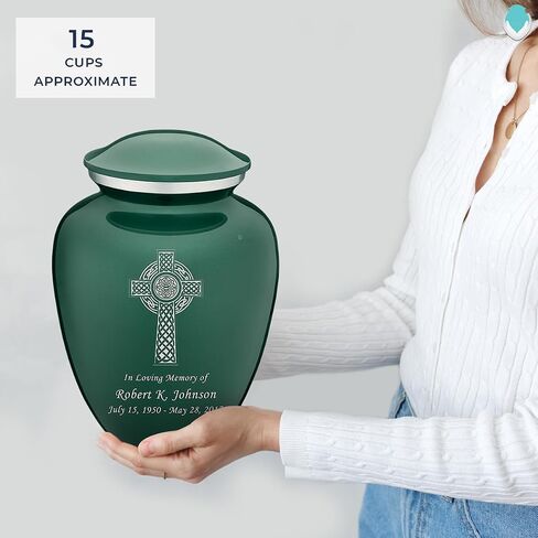 Geturns Embrace Adult Personalized Celtic Cross Cremation Urns for Human Ashes I Large Green Funeral Urn for Men and Women I 200 lbs in Saudi Arabia