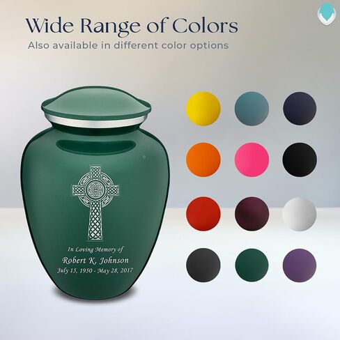 Geturns Embrace Adult Personalized Celtic Cross Cremation Urns for Human Ashes I Large Green Funeral Urn for Men and Women I 200 lbs in Saudi Arabia