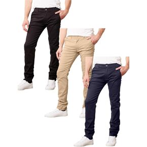 Galaxy by Harvic 3-Pack Men's Super Stretch Slim Fitting Chino Pants (Sizes, 30-42) in Saudi Arabia