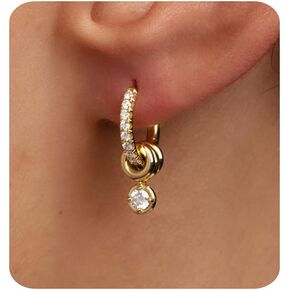 أقراط ذهبية للنساء العصرية 14K مطلية بالذهب مكعبات الزركونيا هيغكي أقراط هيبوالرجينيك البسيط البسيط البسيط للأقراط الهدايا المجوهرات لها in Kuwait