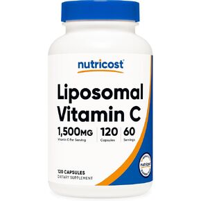 Nutricost Liposomal Vitamin C (1500mg) 120 Vegan Capsules - GMO-Free, Gluten-Free, 60 Servings in Saudi Arabia