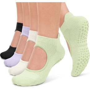 Iseasoo Pilates Socks for Women Non Slip Grip Socks Yoga Socks Ankle Grippy Socks Woman for Barre, Hospital, Barefoot in Kuwait
