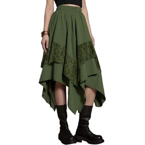 Yimoon Womens Renaissance Skirt Lace Tiered Flowy Flowy Flowy Fery Long Long Trail Thigh in Kuwait