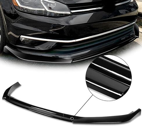 DNA Motoring 3PCS Lip الأمامي المصد مع مثبتات رأسية متوافقة مع 18-21 VW Golf باستثناء GTI/R/R-Line ، Black Black ، 2-PU-518-PBK in Kuwait