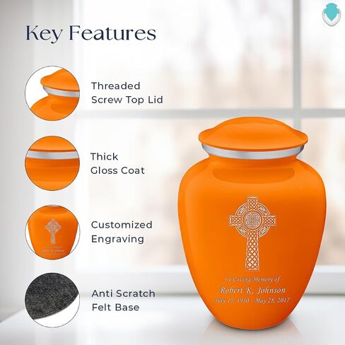 Geturns Embrace Adult Personalized Celtic Cross Cremation Urns for Human Ashes I Large Green Funeral Urn for Men and Women I 200 lbs in Saudi Arabia