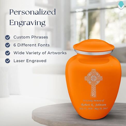 Geturns Embrace Adult Personalized Celtic Cross Cremation Urns for Human Ashes I Large Green Funeral Urn for Men and Women I 200 lbs in Saudi Arabia