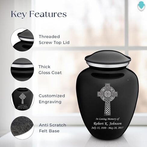 Geturns Embrace Adult Personalized Celtic Cross Cremation Urns for Human Ashes I Large Green Funeral Urn for Men and Women I 200 lbs in Saudi Arabia