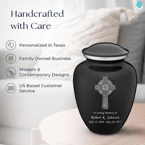 Geturns Embrace Adult Personalized Celtic Cross Cremation Urns for Human Ashes I Large Green Funeral Urn for Men and Women I 200 lbs in Saudi Arabia