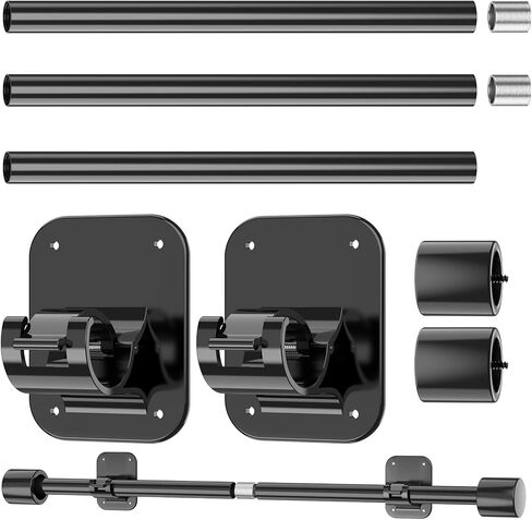 Adhesive Curtain Rods Windows No Drilling 16 to 48 to 1in - With 2PCS No Drill Curtain Rod Brackets - Dorm Apartment Friendly Decorative No Screw Rv Curtains Holder Kitchen Bedroom Bathroom Blinds in Kuwait