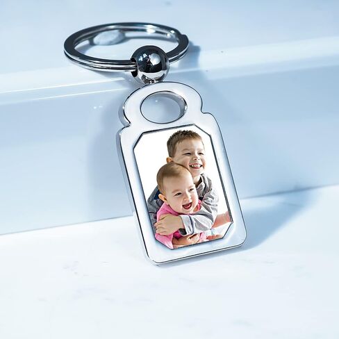 PicturesOnGold.com Photo Keychain - Stainless Steel Engravable Rectangle Laser Photo Keychain - 1 Inch Wide x 1 3/4 Inch Tall in Saudi Arabia