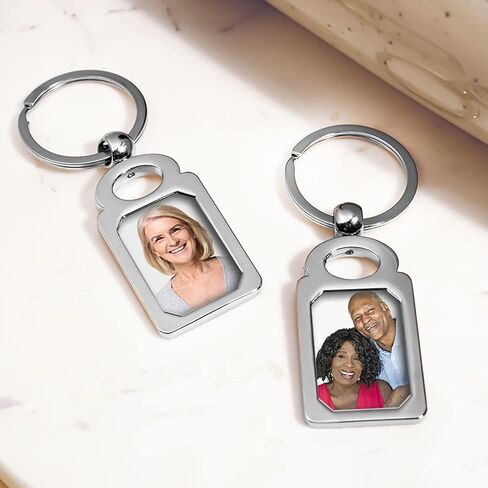 PicturesOnGold.com Photo Keychain - Stainless Steel Engravable Rectangle Laser Photo Keychain - 1 Inch Wide x 1 3/4 Inch Tall in Saudi Arabia