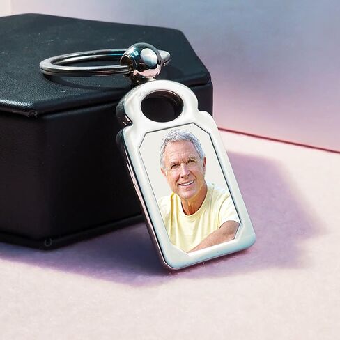 PicturesOnGold.com Photo Keychain - Stainless Steel Engravable Rectangle Laser Photo Keychain - 1 Inch Wide x 1 3/4 Inch Tall in Saudi Arabia