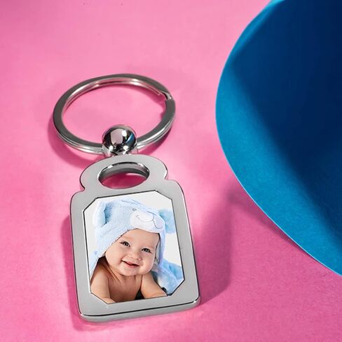PicturesOnGold.com Photo Keychain - Stainless Steel Engravable Rectangle Laser Photo Keychain - 1 Inch Wide x 1 3/4 Inch Tall in Saudi Arabia