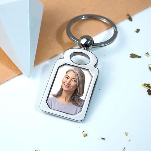 PicturesOnGold.com Photo Keychain - Stainless Steel Engravable Rectangle Laser Photo Keychain - 1 Inch Wide x 1 3/4 Inch Tall in Saudi Arabia