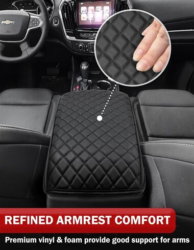 KBH Center Console Armrest Cover for 2018-2023 Chevy Traverse, Vinyl Leather, Middle Console Lid Protector Cushion Pad, Anti-Scratch, Black in Saudi Arabia