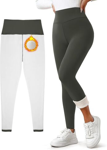 Women's Fleece Lined Leggings Weather Thick Thermal Warm Winter Tights Butt Lift High Waist Tummy Control Yoga Pants in Kuwait