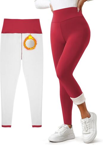 Women's Fleece Lined Leggings Weather Thick Thermal Warm Winter Tights Butt Lift High Waist Tummy Control Yoga Pants in Kuwait