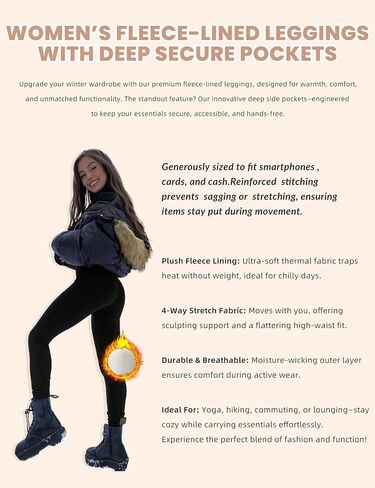 Women's Fleece Lined Leggings Weather Thick Thermal Warm Winter Tights Butt Lift High Waist Tummy Control Yoga Pants in Kuwait